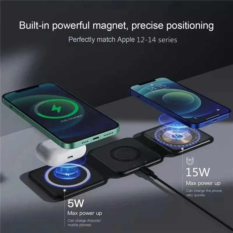 Carregador 3 em 1 Magnético para iPhone 15 14 13 12 11